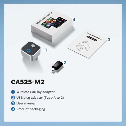 Wireless CarPlay & Android Auto Adapter Dongle, WiFi 6 Bluetooth 5.4 for Low Latency, Dual-Phone Memory with One-Tap Switching Button, Ultra-Compact Metal Design for Factory Wired Carplay Cars in Saudi Arabia