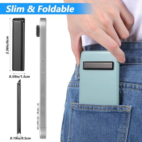 Ymapinc 2-Pack Aluminum Kickstand for Phone Case, Adjustable Foldable Cell Phone Holder Stand for Desk, Self-Adhesive & Invisible Tablet Kickstand - Black in Saudi Arabia