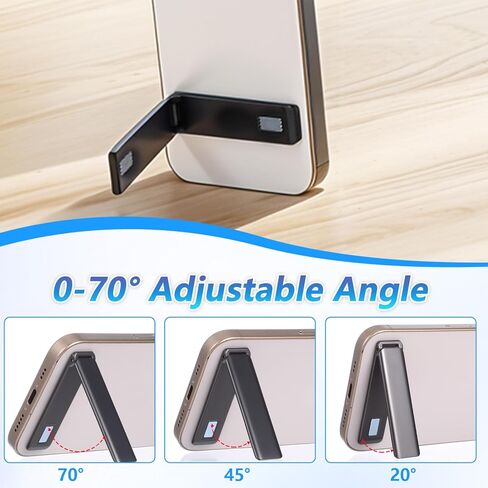 Ymapinc 2-Pack Aluminum Kickstand for Phone Case, Adjustable Foldable Cell Phone Holder Stand for Desk, Self-Adhesive & Invisible Tablet Kickstand - Black in Saudi Arabia