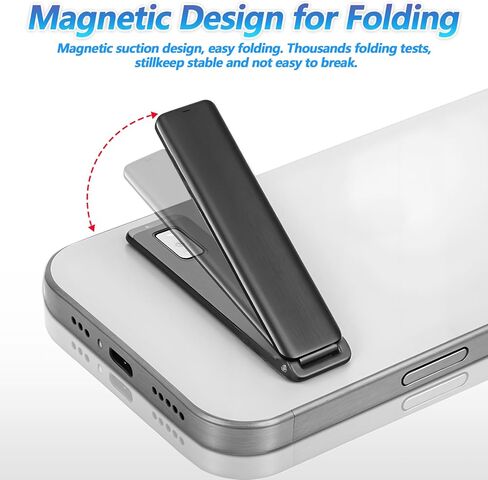Ymapinc 2-Pack Aluminum Kickstand for Phone Case, Adjustable Foldable Cell Phone Holder Stand for Desk, Self-Adhesive & Invisible Tablet Kickstand - Black in Saudi Arabia