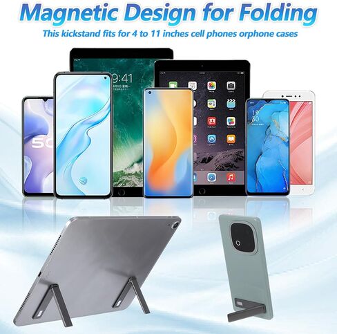 Ymapinc 2-Pack Aluminum Kickstand for Phone Case, Adjustable Foldable Cell Phone Holder Stand for Desk, Self-Adhesive & Invisible Tablet Kickstand - Black in Saudi Arabia