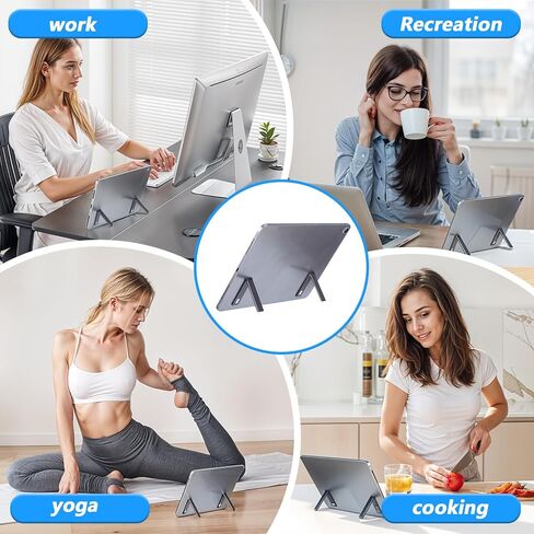 Ymapinc 2-Pack Aluminum Kickstand for Phone Case, Adjustable Foldable Cell Phone Holder Stand for Desk, Self-Adhesive & Invisible Tablet Kickstand - Black in Saudi Arabia