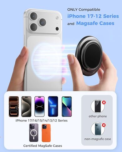 SUPERONE Magnetic Phone Grip Holder for MagSafe - 360° Rotation Magnet Finger Grip, Double Sided MagSafe Phone Holder, Magnetic Ring Stand Kickstand for iPhone 17 16 15 14 13 12 Mag Safe Accessories in Saudi Arabia