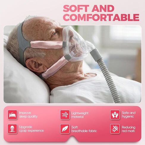 4 Packs Satin Strap CPAP Covers Breathable Mask Frame Covers, Reusable Strap Cushions Suitable for Universal Masks, Soft Silk Pads for Reducing Red Marks (Pink) in Saudi Arabia