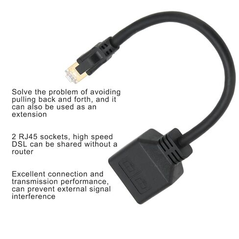 كابل مقسم إيثرنت Diyeeni RJ45 من 1 إلى 2 منفذ مع قلب مطلي بالذهب ومواد ABS لتمديد شبكة المكتب المنزلي in Kuwait