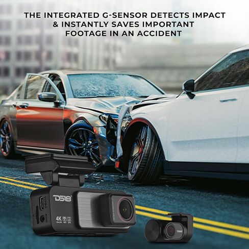 DS18 Eagle-M2 4K Dash Cam Dual Front and Rear, WiFi GPS Dash Cam with Night Vision, Parking Mode, Super Capacitor, Wide Angle, G-Sensor, Includes 64GB microSD Card in Saudi Arabia