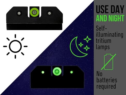 XS SIGHTS R3D Tritium Night Sight Green في ارتفاع القامع لـ Glock 42 و43 و43x و48 Gen 1-5، يتوهج أمامي وخلفي في التريتيوم الداكن للتطبيقات التكتيكية in Kuwait