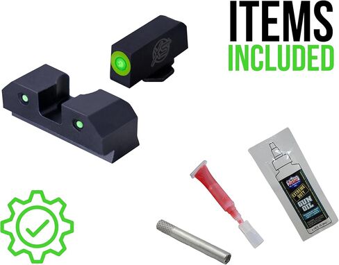 XS SIGHTS R3D Tritium Night Sight Green في ارتفاع القامع لـ Glock 42 و43 و43x و48 Gen 1-5، يتوهج أمامي وخلفي في التريتيوم الداكن للتطبيقات التكتيكية in Kuwait
