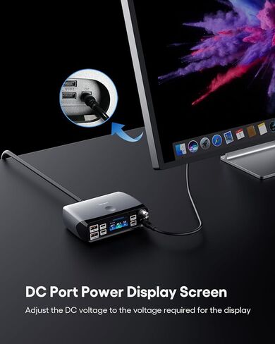 محطة شحن (252 وات)، 7 منافذ (4 USB-C، 2 USB-A، 1 DC)، محول طاقة مع مصدر طاقة تيار مستمر قابل للتعديل 3.3 فولت ~ 24.5 فولت (0 ~ 60 واط) وشاشة LED، لأجهزة الكمبيوتر المحمولة iPhone وشاشات الإلكترونيات in Kuwait