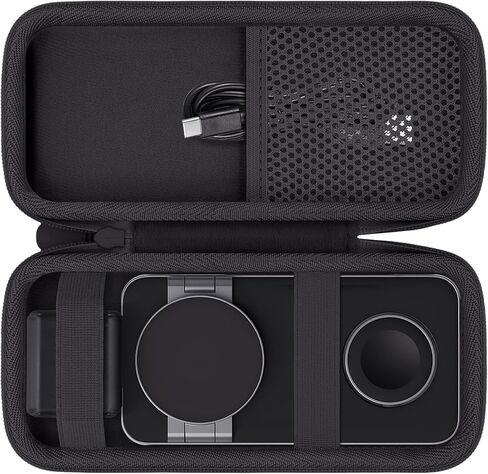 for UEQ/VBA/KEEPRO Foldable 3 in 1 Wireless Charging Station Hard Travel Case,Compatible with Magsafe Charger Stand(Black Case) in Saudi Arabia