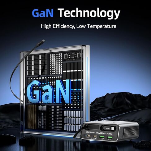 6-Port GaN Desktop Charging Station with Dual Retractable PD Cables, FARSENSE Fast USB C Charger for Home, Office, Travel，Compatible with iPhone 17/16, MacBook, iPad, Samsung in Saudi Arabia