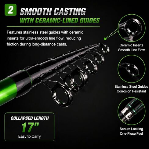 Portable Telescopic Spinning Fishing Rods, 24T Carbon Blanks & Solid Carbon Tip, Cork Handle, Short Collapsible Rods for Travel-7FT in Saudi Arabia