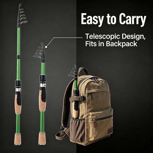 Portable Telescopic Spinning Fishing Rods, 24T Carbon Blanks & Solid Carbon Tip, Cork Handle, Short Collapsible Rods for Travel-7FT in Saudi Arabia