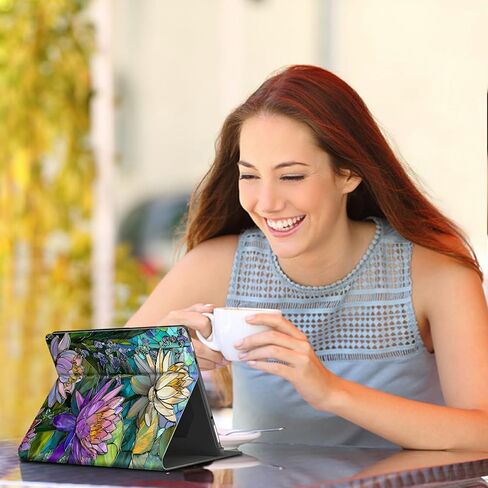 حافظة لجهاز Kindle Paperwhite مقاس 7 بوصات (الجيل الثاني عشر، إصدار 2024) وغطاء Kindle Colorsoft نحيف مناسب مع خاصية النوم/الاستيقاظ التلقائي، غطاء زجاجي ملون بزنبق الماء للفتيات والنساء والأولاد والرجال in Kuwait