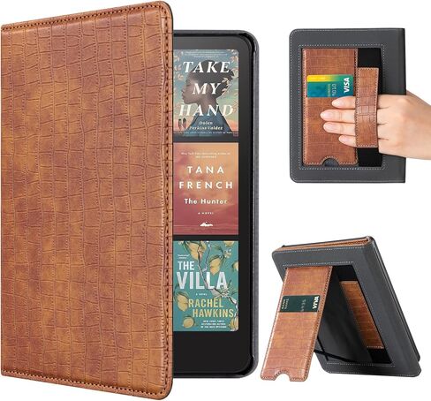 حافظة CoBak مع حامل لجهاز Kindle Paperwhite الجيل الثاني عشر 2024 (7 بوصات) وإصدار Kindle Colorsoft Signature - غطاء متين من جلد البولي يوريثان مع خاصية التنبيه التلقائي للنوم، وفتحة للبطاقة، وميزة حزام اليد in Saudi Arabia