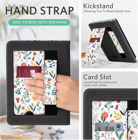 CoBak Stand Case for 7" Kindle Paperwhite 12th Gen 2024 and Kindle Colorsoft with Hand Strap - Compatible with iPhone MagSafe, for Samsung/Belkin/Anker Wireless Charging Pads, Durable, Auto Sleep Wake in Saudi Arabia