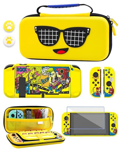 GLDRAM Carrying Case for Nintendo Switch, Accessories Bundle with Portable Travel Storage Bag, PC Protective Skin Cover for Console & Joycon, Screen Protector & Thumb Cap in Saudi Arabia