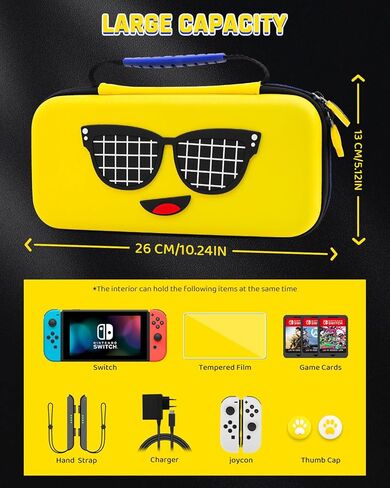 GLDRAM Carrying Case for Nintendo Switch, Accessories Bundle with Portable Travel Storage Bag, PC Protective Skin Cover for Console & Joycon, Screen Protector & Thumb Cap in Saudi Arabia