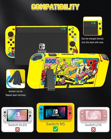 GLDRAM Carrying Case for Nintendo Switch, Accessories Bundle with Portable Travel Storage Bag, PC Protective Skin Cover for Console & Joycon, Screen Protector & Thumb Cap in Saudi Arabia