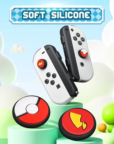 oqpa 4pcs Nintendo Switch Thumb Grips - Cute Cartoon Anime Design - Kawaii 3D Silicone Joystick Caps - Joycon Controller Button Covers - Red in Saudi Arabia
