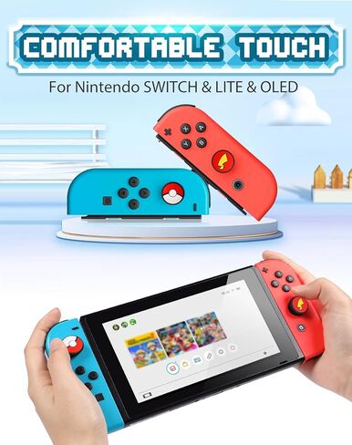 oqpa 4pcs Nintendo Switch Thumb Grips - Cute Cartoon Anime Design - Kawaii 3D Silicone Joystick Caps - Joycon Controller Button Covers - Red in Saudi Arabia
