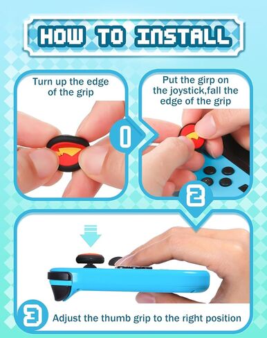 oqpa 4pcs Nintendo Switch Thumb Grips - Cute Cartoon Anime Design - Kawaii 3D Silicone Joystick Caps - Joycon Controller Button Covers - Red in Saudi Arabia