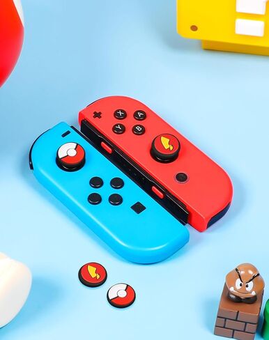 oqpa 4pcs Nintendo Switch Thumb Grips - Cute Cartoon Anime Design - Kawaii 3D Silicone Joystick Caps - Joycon Controller Button Covers - Red in Saudi Arabia