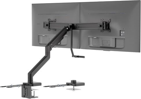 Mount-It! Dual Monitor Mount with Crossbar, Gas Spring Desk Mount for 2 Monitors 17–32", Holds 19.8 lbs Each, Full Motion Tilt Swivel Rotate, VESA 75x75 100x100, USB 3.0 & USB-C, Clamp or Grommet in Saudi Arabia