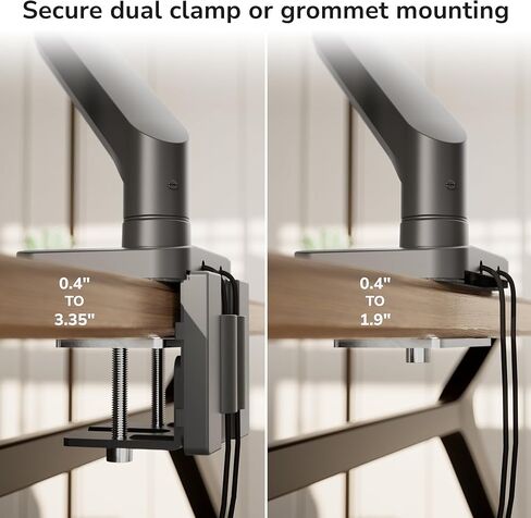 Mount-It! Dual Monitor Mount with Crossbar, Gas Spring Desk Mount for 2 Monitors 17–32", Holds 19.8 lbs Each, Full Motion Tilt Swivel Rotate, VESA 75x75 100x100, USB 3.0 & USB-C, Clamp or Grommet in Saudi Arabia