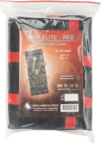 North American Rescue Elite Red Responder Litter NAR Cost Effective Emergency Carry Litter Quiklitter for Rapid Deployment, 500 LBS, 10 Handles (60-0080) in Saudi Arabia