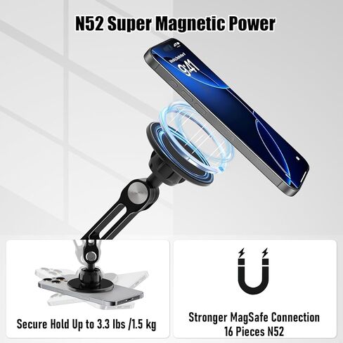 حامل مغناطيسي للكمبيوتر اللوحي على الحائط، حامل فولاذي يدور 360 درجة مع MagSafe وحلقة معدنية، ذراع قابل للطي لجهاز iPad/الهاتف/الكمبيوتر اللوحي مقاس 4.7-13 بوصة، صالة الألعاب الرياضية المنزلية والمطبخ والمكتب in Saudi Arabia