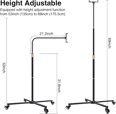 Rolling Tablet Stand with Wheels, Heavy Duty Tablet on Wheels with Industrial Casters, Adjustable Floor Mount Stand for Bed, Couch, Office, Thick Case Friendly (Fits 9.7"-14" Tablets) in Saudi Arabia