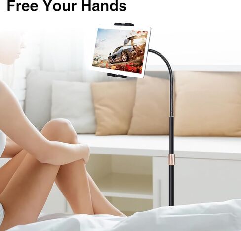 Rolling Tablet Stand with Wheels, Heavy Duty Tablet on Wheels with Industrial Casters, Adjustable Floor Mount Stand for Bed, Couch, Office, Thick Case Friendly (Fits 9.7"-14" Tablets) in Saudi Arabia
