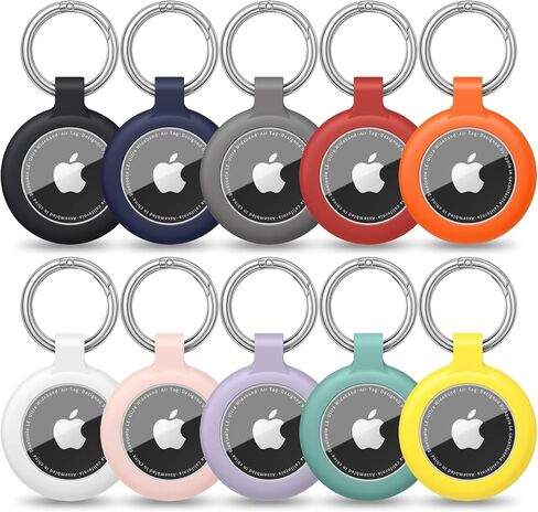 10 PCS AirTag Holder Case Keychain, Compatible with AirTag 2nd Gen 2026 & 1st Gen, Silicone Protective Cover for Air Tags GPS Tracker, Shockproof Key Ring for Kids Pets Luggage Bags in Saudi Arabia