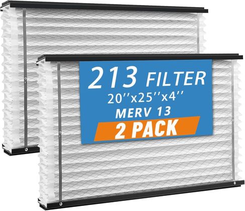 2-Pack 213 فلتر بديل، متوافق مع Aprilaire 1210، 1620، 2210، 2216، 3210، 4200، 20x25x4 بوصة MERV 13 فلتر هواء الفرن in Saudi Arabia