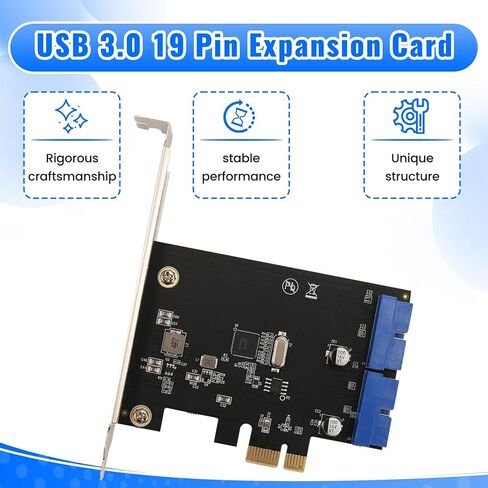 PCI Express USB 3.0 19 Pin Expansion Card PCIE 1X to 2 Ports USB 3 19 Pin Adapter Internal USB3 20Pin Hub Header in Saudi Arabia