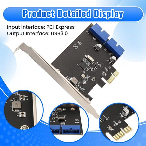 PCI Express USB 3.0 19 Pin Expansion Card PCIE 1X to 2 Ports USB 3 19 Pin Adapter Internal USB3 20Pin Hub Header in Saudi Arabia