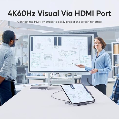 موزع USB C لجهاز iPad Pro، محطة إرساء PULWTOP لجهاز iPad M4، 4K@60 هرتز HDMI، محور ألومنيوم 100 واط PD مع حاوية SSD، قاعدة حامل لجهاز i-Pad Mini الجيل السادس، لا يوجد دعم لمنفذ Lightning in Saudi Arabia