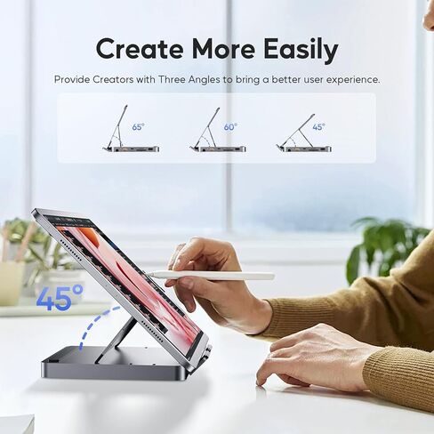 موزع USB C لجهاز iPad Pro، محطة إرساء PULWTOP لجهاز iPad M4، 4K@60 هرتز HDMI، محور ألومنيوم 100 واط PD مع حاوية SSD، قاعدة حامل لجهاز i-Pad Mini الجيل السادس، لا يوجد دعم لمنفذ Lightning in Saudi Arabia