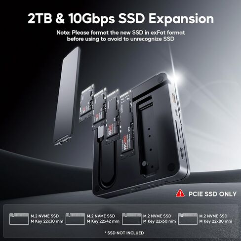موزع USB C لجهاز iPad Pro، محطة إرساء PULWTOP لجهاز iPad M4، 4K@60 هرتز HDMI، محور ألومنيوم 100 واط PD مع حاوية SSD، قاعدة حامل لجهاز i-Pad Mini الجيل السادس، لا يوجد دعم لمنفذ Lightning in Saudi Arabia