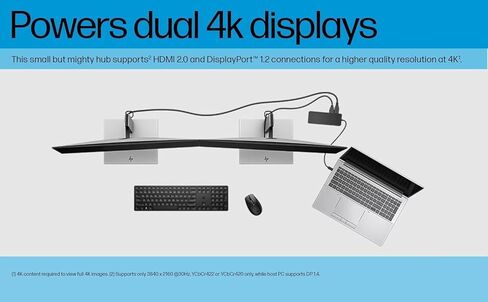 HP Universal USB-C 7-in-1 Multiport Hub Docking Station Bundle w/DKZ Hub, 4 USB Ports, Display Port 1.2, HDMI 2.0, RJ-45, USB-C Powered, No Power Supply, w/Single Cable Connection to Any Brand Laptop in Saudi Arabia