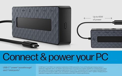 HP Universal USB-C 7-in-1 Multiport Hub Docking Station Bundle w/DKZ Hub, 4 USB Ports, Display Port 1.2, HDMI 2.0, RJ-45, USB-C Powered, No Power Supply, w/Single Cable Connection to Any Brand Laptop in Saudi Arabia