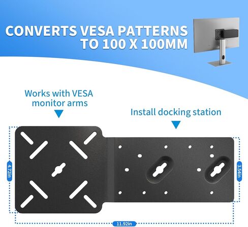 لوحة تثبيت معدنية VESA لجهاز Dell WD25 SD25 Series Dock، حامل محطة إرساء قوي متوافق مع Dell UD22 WD19 WD19S WD22TB4 WD19TBS، حامل خلفي للشاشة/المكتب in Saudi Arabia