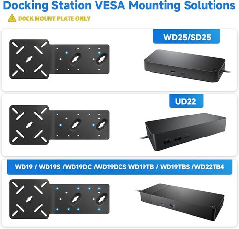 لوحة تثبيت معدنية VESA لجهاز Dell WD25 SD25 Series Dock، حامل محطة إرساء قوي متوافق مع Dell UD22 WD19 WD19S WD22TB4 WD19TBS، حامل خلفي للشاشة/المكتب in Saudi Arabia