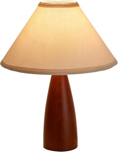 15.8'' Modern Farmhouse Table Lamp for Living Room Bedroom Office,Red Solid Wood Vintage Desk Lamp Rustic Nightstand Bedside Table Lamp with Linen Shades Beige E26 Bulb in Saudi Arabia