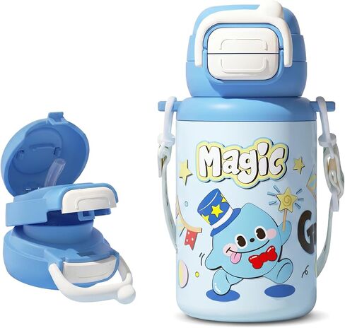 rickyh style Kids Water Bottle with Straw Lid Insulated Stainless Steel Reusable Tumbler Gifts for School, Toddlers, Girls, Boys 14oz in Kuwait