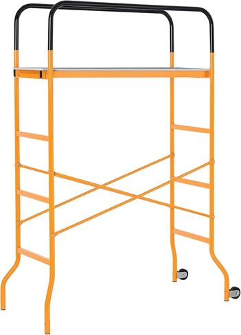 HOMCOM 4-Step Steel 4.6 x 2 x 6 ft. Scaffold 2 Wheels Free Moving for Indoor & Outdoor Decoration Anti-Skid, 440 Pound Capacity in Saudi Arabia
