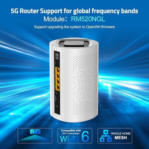 ZBT 5G WiFi 6 Router AX3000 ثنائي النطاق 2.4G/5.8G 3000Mbps 5G NR CPE مع فتحة لبطاقة SIM M.2 واجهة أجهزة مراقبة منافذ جيجابت زر شبكي للمنزل والمكتب إنترنت عالي السرعة Z8105AX-C-RM520 in Kuwait