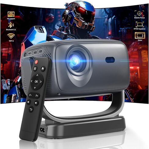 4K Smart Portable Projector with 5G WiFi,Bluetooth 5.2,600 ANSI Projector with Built in App,1080P Outdoor Movie Projector with 4P4D Correction,Rotatable 180°,Max 220" Compatible with iPhone/Android/TV in Saudi Arabia