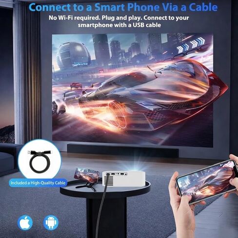 جهاز عرض محمول A5 بدقة 1920 × 1080 بدقة Full HD 4000 لومن نظام تشغيل Android، واي فاي وبلوتوث، HDMI، USB، جهاز تحكم عن بعد في السقف والتركيب على الأرض، شاشة 12 قدم in Saudi Arabia